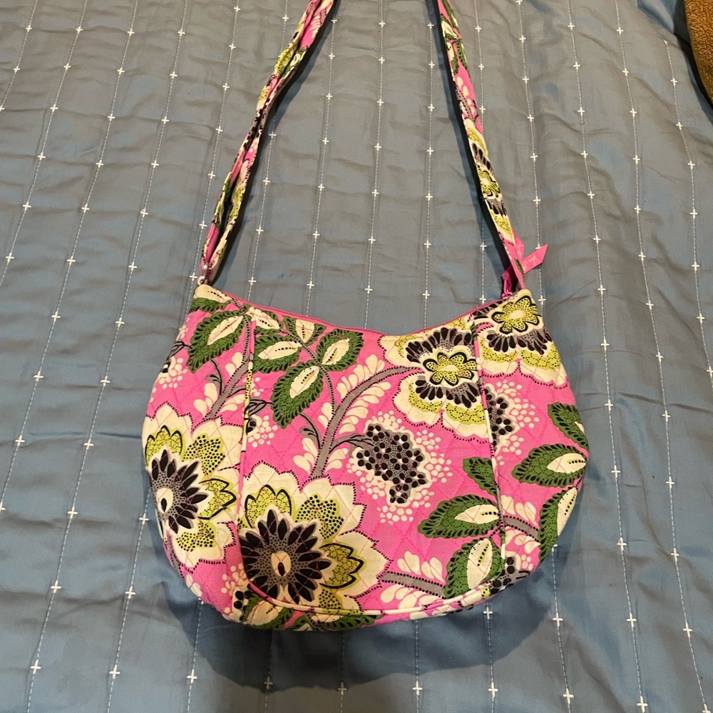 Vera Bradley Pink and Green Floral Shoulder Bag